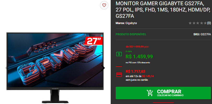 Monitor gamer em promoção: 3 opções disponíveis na Pichau 4 Monitor gamer em promoção: 3 opções disponíveis na Pichau Captura de tela 2025 01 10 172324.png
