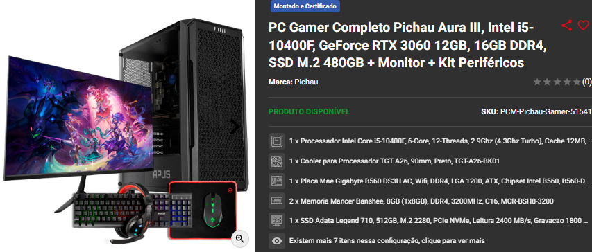 Setup gamer em promoção: 3 opções disponíveis na Pichau Captura de tela 2025 01 13 164856.png