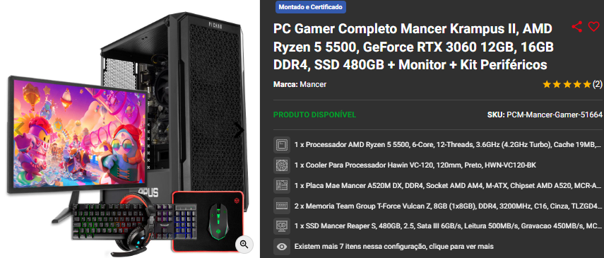 Setup gamer em promoção: 3 opções disponíveis na Pichau Captura de tela 2025 01 13 165537.png