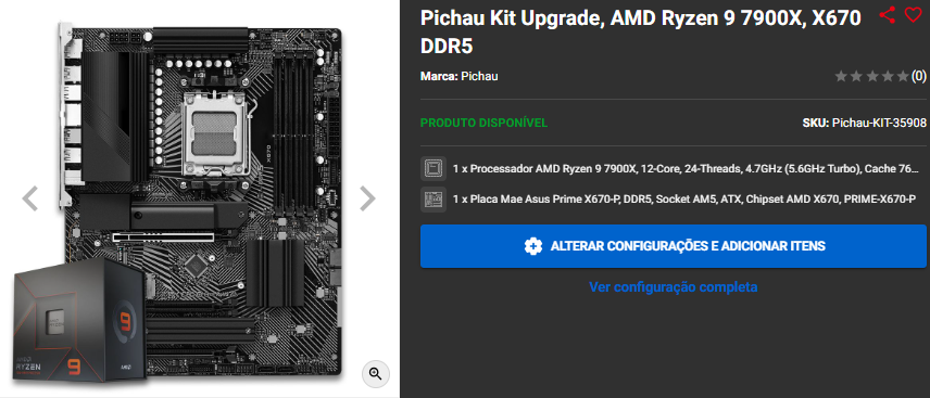 Kit upgrade em promoção: 3 opções disponíveis na Pichau Captura de tela 2025 01 14 170611.png