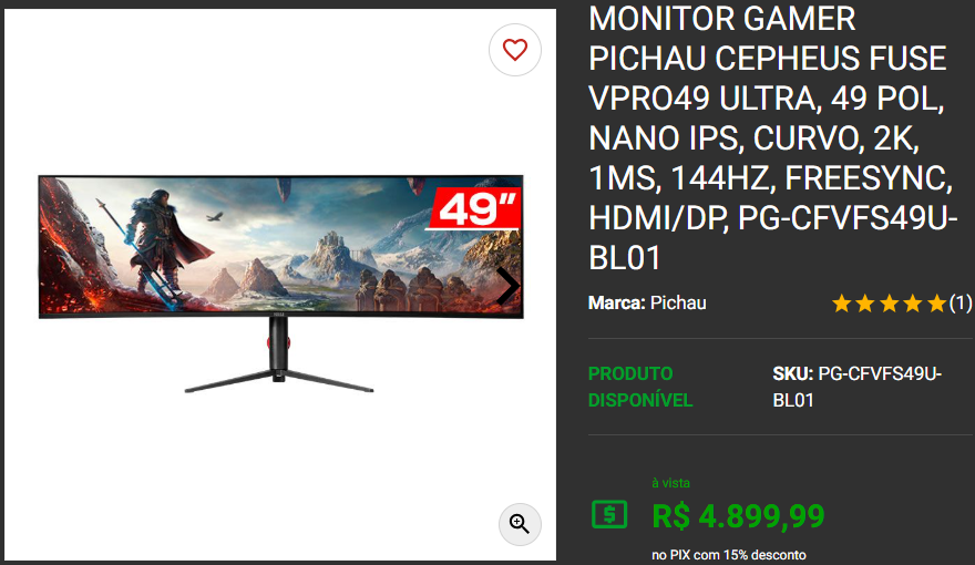 Monitor Gamer: 3 opções para jogos competitivos na Pichau Captura de tela 2025 01 15 152446.png