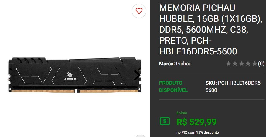 Memória RAM: 3 opções DDR5 disponíveis na Pichau 2 Memória RAM: 3 opções DDR5 disponíveis na Pichau Captura de tela 2025 01 15 154919.png