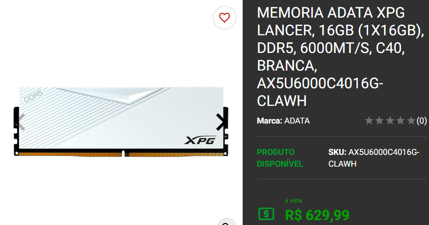 Memória RAM: 3 opções DDR5 disponíveis na Pichau 4 Memória RAM: 3 opções DDR5 disponíveis na Pichau Captura de tela 2025 01 15 155821.png