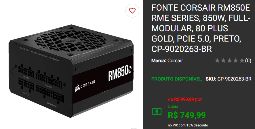 Fonte 80 Plus Gold: 3 opções em promoção no site da Pichau Captura de tela 2025 01 16 131450.png