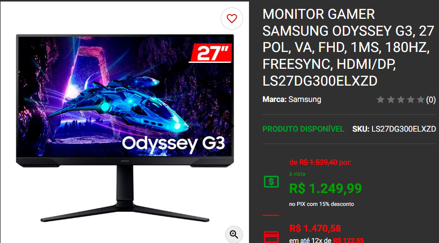 Monitor Gamer: 3 opções de 27 polegadas em promoção no site da Pichau Captura de tela 2025 01 20 141349.png