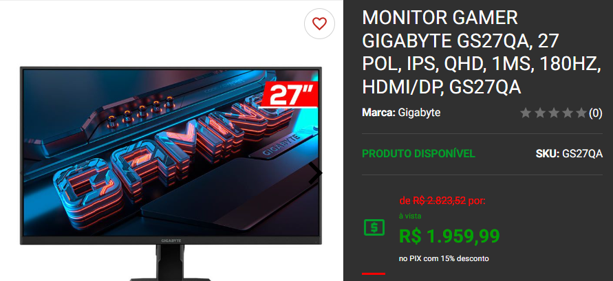 Monitor Gamer: 3 opções de 27 polegadas em promoção no site da Pichau Captura de tela 2025 01 20 141651.png