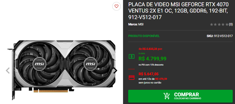 Placa de Vídeo GeForce: 3 opções em promoção na Pichau Captura de tela 2025 01 21 135304.png