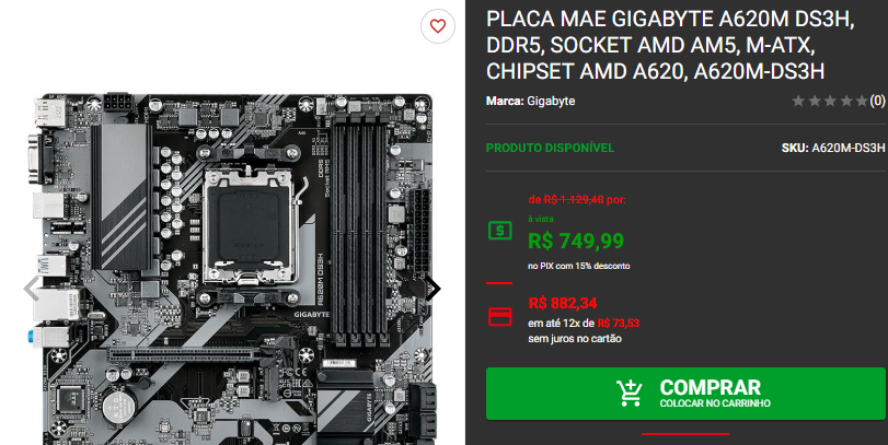 Placa mãe AM5: 3 opções em promoção disponíveis na Pichau 2 Placa mãe AM5: 3 opções em promoção disponíveis na Pichau Captura de tela 2025 01 21 164829.png