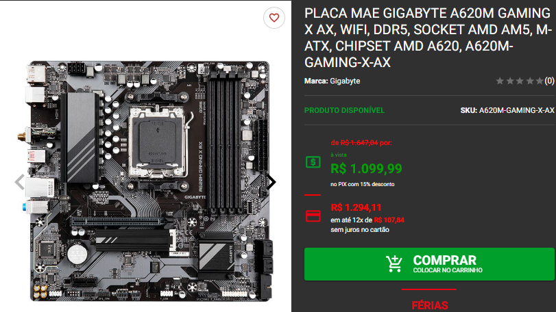 Placa mãe AM5: 3 opções em promoção disponíveis na Pichau 3 Placa mãe AM5: 3 opções em promoção disponíveis na Pichau Captura de tela 2025 01 21 165100.png