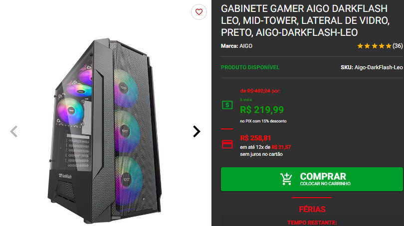 Gabinete Gamer por menos de R$ 300 no site da Pichau Captura de tela 2025 01 21 170437.png