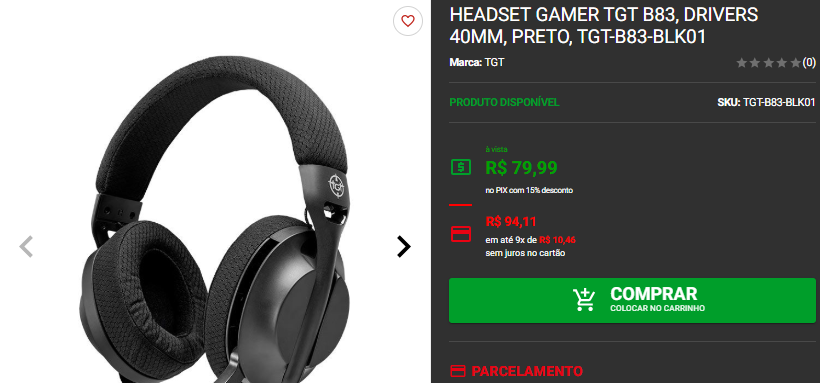 Headset por até R$100: 3 opções de entrada na Pichau Captura de tela 2025 01 23 154333.png