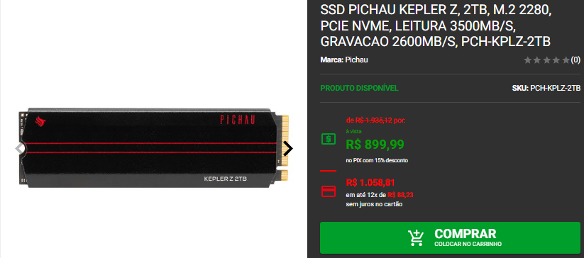 SSD em promoção: 3 opções de diferentes categorias na Pichau Captura de tela 2025 01 24 154414.png