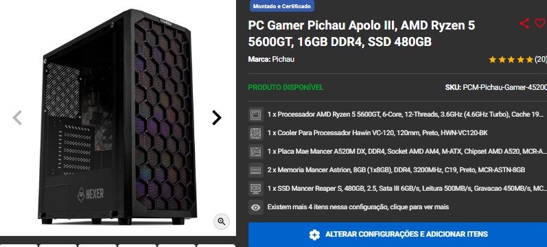 PC Gamer em promoção: 3 opções de entrada com GPU integrada 3 PC Gamer em promoção: 3 opções de entrada com GPU integrada Captura de tela 2025 01 27 161735.png