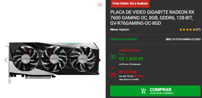 Placa de vídeo: 3 opções de GPU por menos de R$2.000 no site da Pichau 3 Placa de vídeo: 3 opções de GPU por menos de R$2.000 no site da Pichau Captura de tela 2025 01 27 173536.png