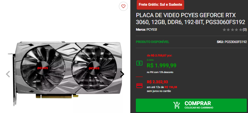 Placa de vídeo: 3 opções de GPU por menos de R$2.000 no site da Pichau 4 Placa de vídeo: 3 opções de GPU por menos de R$2.000 no site da Pichau Captura de tela 2025 01 27 174050.png