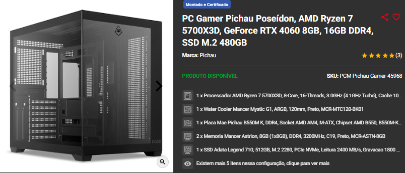 PC Gamer em promoção: 3 opções com Processador AMD Ryzen 7 5700X3D 3 PC Gamer em promoção: 3 opções com Processador AMD Ryzen 7 5700X3D Captura de tela 2025 01 28 123755.png