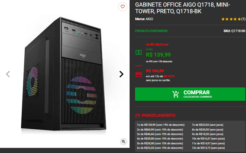 Gabinete Office: 3 opções por menos de R$150 disponíveis na Pichau 4 Gabinete Office: 3 opções por menos de R$150 disponíveis na Pichau Captura de tela 2025 01 29 132814.png