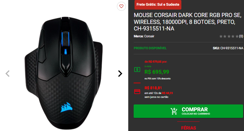 Mouse gamer profissional: 3 opções em promoção no site da Pichau Captura de tela 2025 01 30 165618.png
