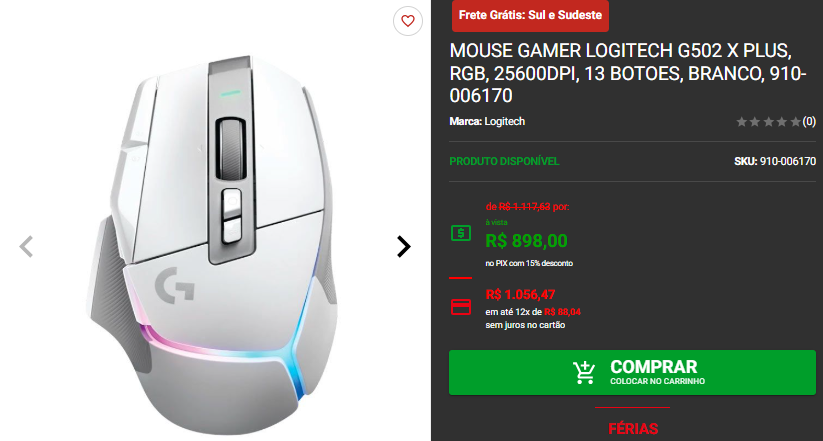Mouse gamer profissional: 3 opções em promoção no site da Pichau Captura de tela 2025 01 30 165813.png