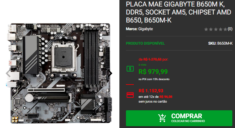 Placa mãe AM5: 3 opções em promoção no site da Pichau 3 Placa mãe AM5: 3 opções em promoção no site da Pichau Captura de tela 2025 01 31 164433.png