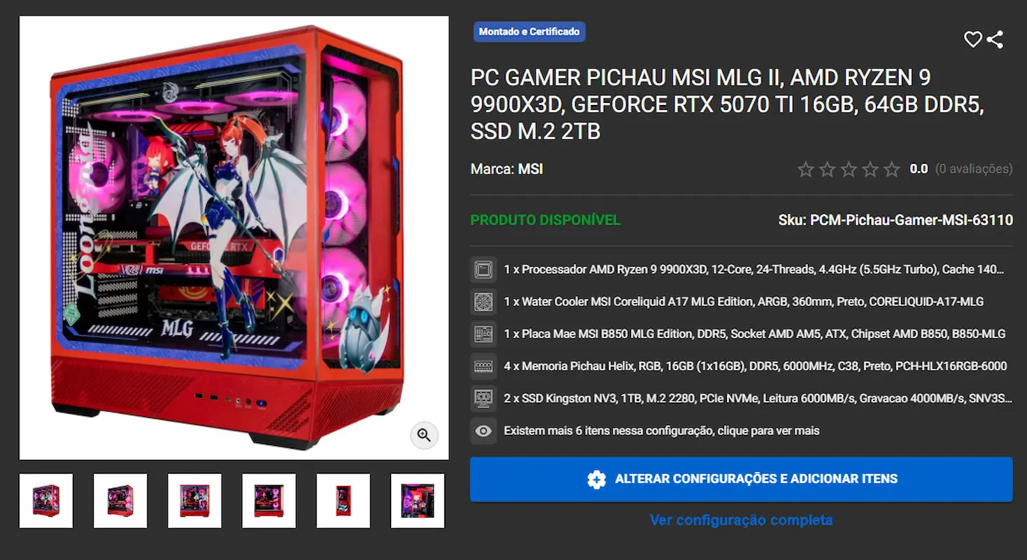 Melhores PC Gamers disponíveis em promoção na Pichau 7 Página de produto de PC gamer Pichau e especificações técnicas.