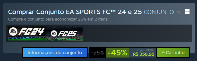 EA FC 25: Veja promoção em jogo no Steam preco 24 e 25