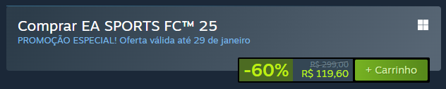 EA FC 25: Veja promoção em jogo no Steam preco ea fc 25