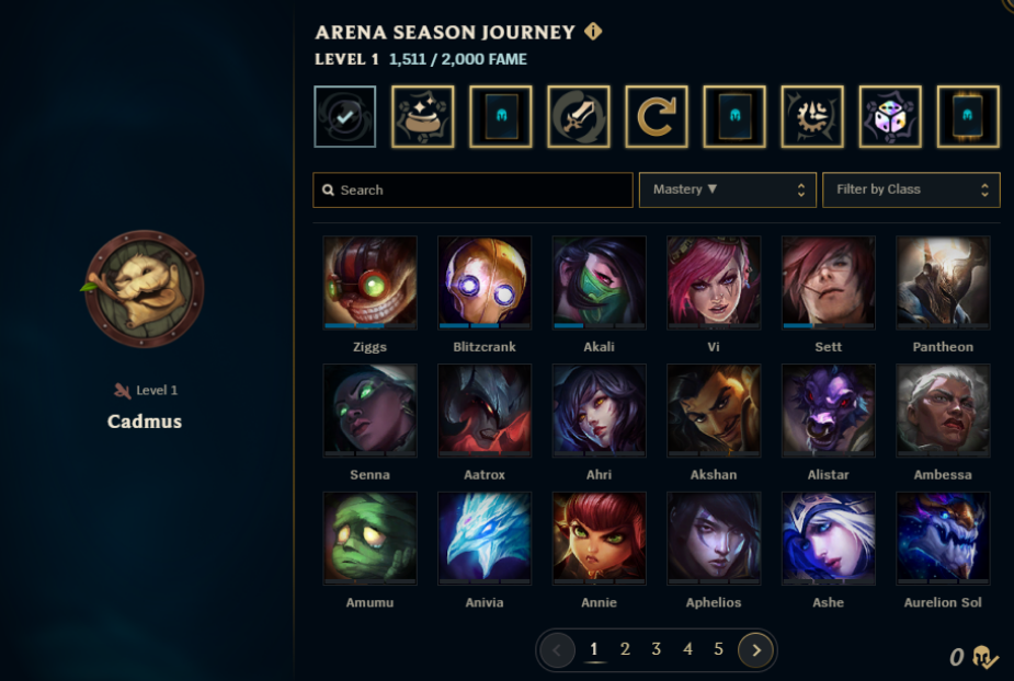 Print do medidor de Fama do modo Arena