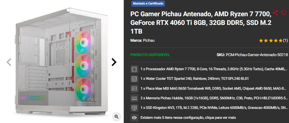 Melhores PCs Gamers disponíveis em promoção no site da Pichau 2 Melhores PCs Gamers disponíveis em promoção no site da Pichau Captura de tela 2025 02 05 125118.png