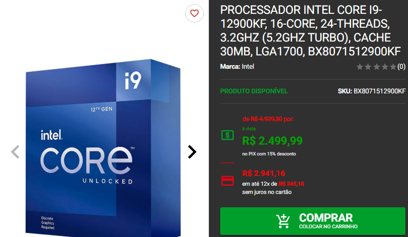 Processador Intel em promoção: confira a disponibilidade na Pichau Captura de tela 2025 02 10 121649.png