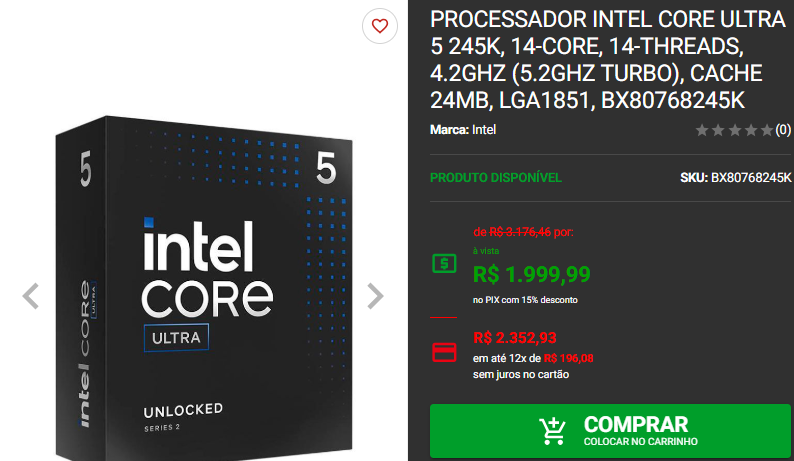 Processador Intel em promoção: confira a disponibilidade na Pichau Captura de tela 2025 02 10 122444.png