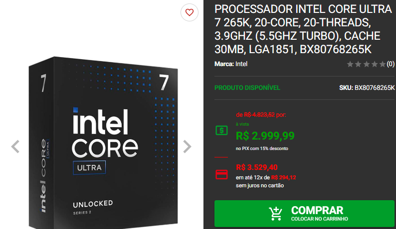 Processador Intel em promoção: confira a disponibilidade na Pichau Captura de tela 2025 02 10 122646.png