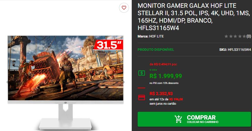 Monitor Gamer em promoção: 3 opções na Pichau Captura de tela 2025 02 11 121154.png