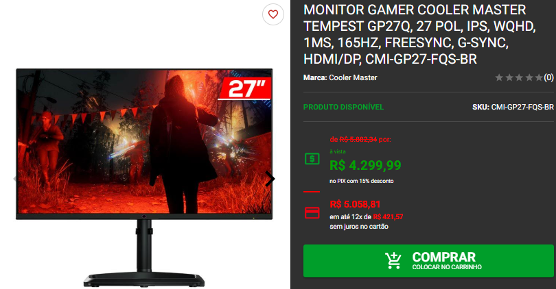 Monitor Gamer em promoção: 3 opções na Pichau Captura de tela 2025 02 11 121614.png