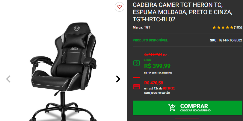 Cadeira Gamer em promoção: 3 opções disponíveis na Pichau Captura de tela 2025 02 13 155453.png