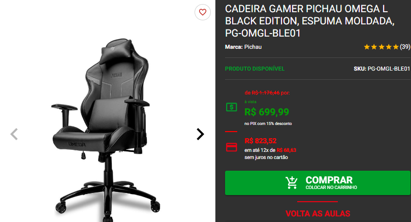 Cadeira Gamer em promoção: 3 opções disponíveis na Pichau Captura de tela 2025 02 13 155645.png