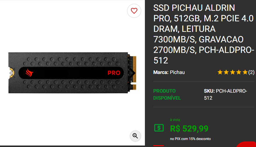 SSD em promoção: 3 opções de diferentes características na Pichau Captura de tela 2025 02 19 164747.png