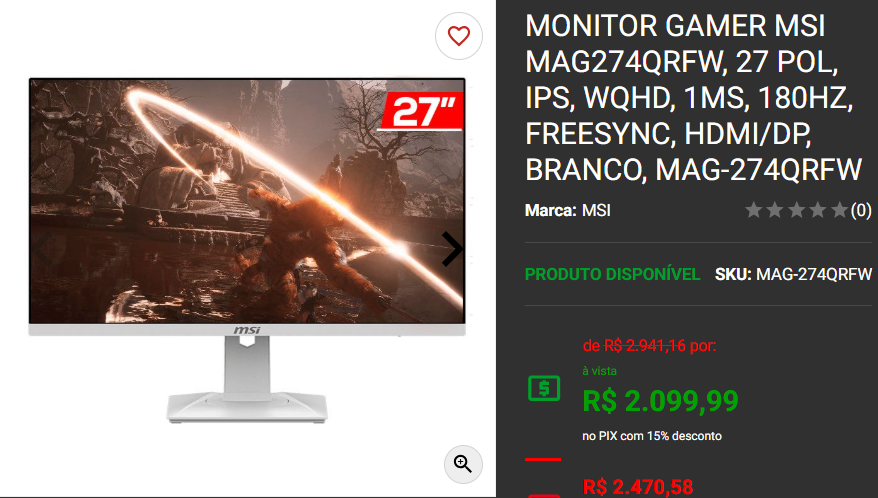 Monitor Gamer em promoção: 3 opções disponíveis na Pichau 3 Monitor Gamer em promoção: 3 opções disponíveis na Pichau Captura de tela 2025 02 19 171159.png