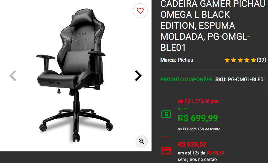 Cadeira Gamer: 3 opções em promoção no site da Pichau Captura de tela 2025 02 25 171007