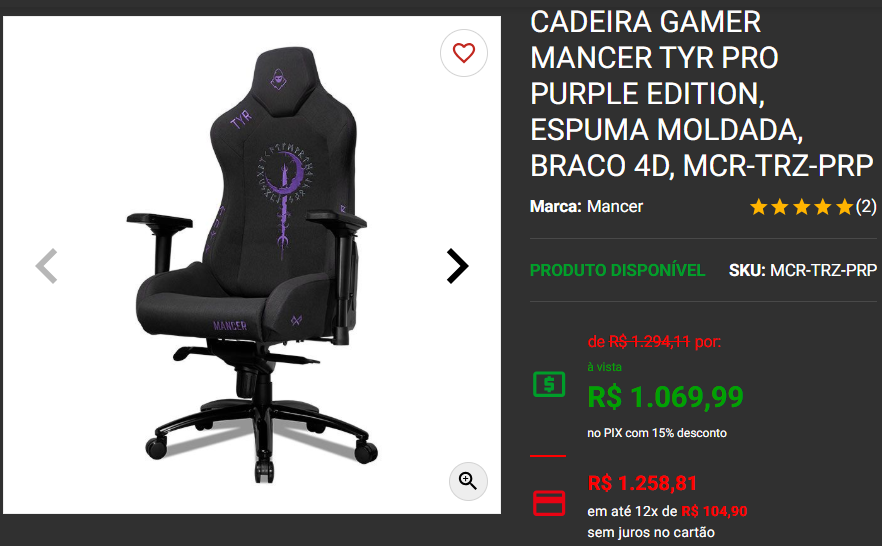 Cadeira Gamer: 3 opções em promoção no site da Pichau Captura de tela 2025 02 25 171018