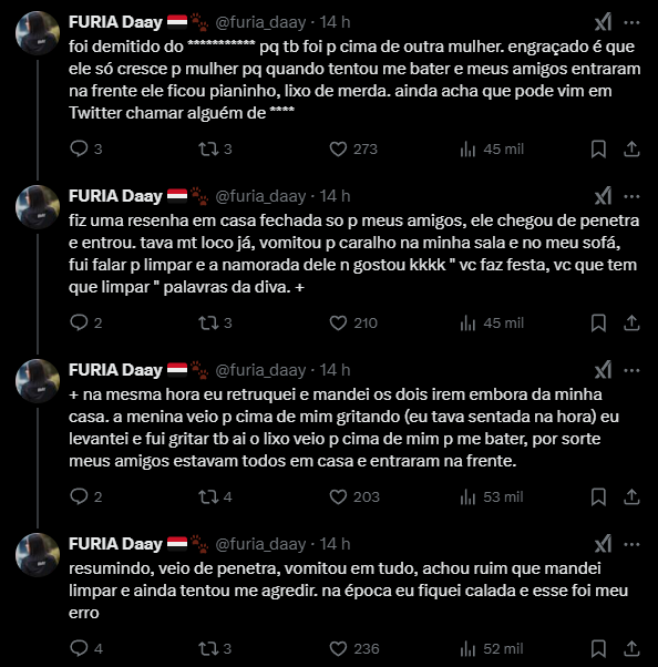 FF: Pro player recebe exposed de influenciadora; "fiquei calada e esse foi o meu erro" 4 denúncia realizada por Daay sobre tentativa de agressão feita por pro player