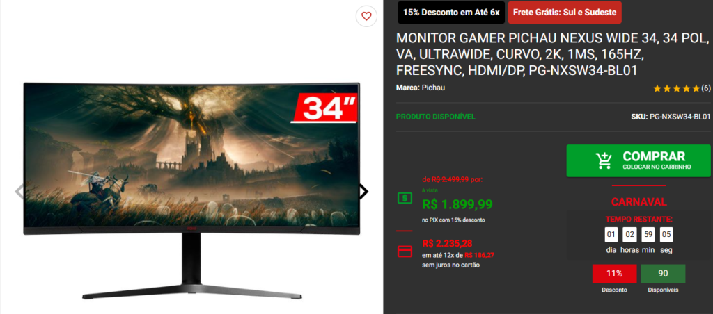 Monitor Gamer: 3 opções em promoção para aproveitar na Pichau 3 Monitor Gamer: 3 opções em promoção para aproveitar na Pichau Captura de tela 2025 03 06 140100