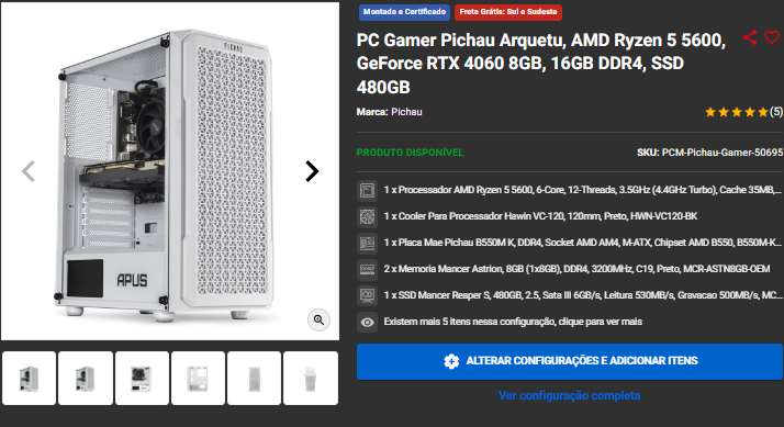 PC Gamer em promoção: 3 opções de até R$ 5.000 na Pichau 3 PC Gamer em promoção: 3 opções de até R$ 5.000 na Pichau Captura de tela 2025 03 10 171207.png