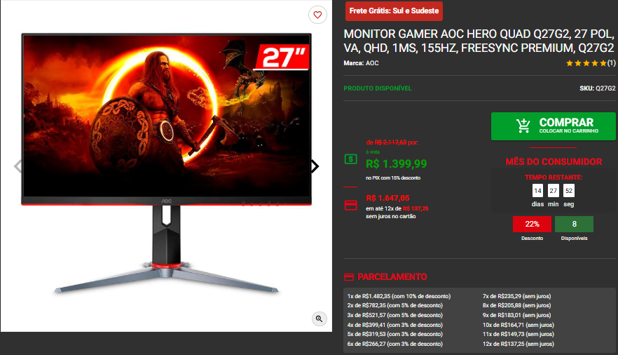 Monitor Gamer QHD: 3 opções em promoção disponíveis na Pichau 3 Monitor Gamer QHD: 3 opções em promoção disponíveis na Pichau Captura de tela 2025 03 14 154911.png