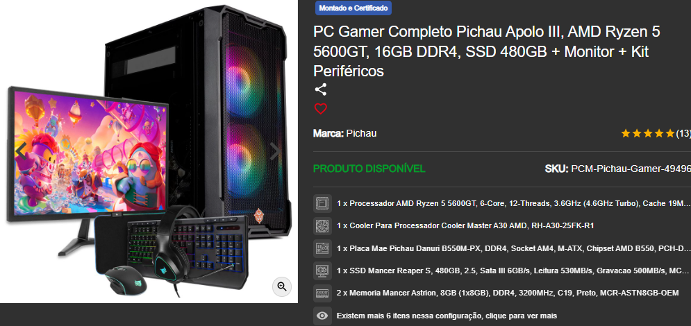 PC Gamer com GPU Integrada: 3 opções disponíveis na Pichau Captura de tela 2025 03 21 145508.png
