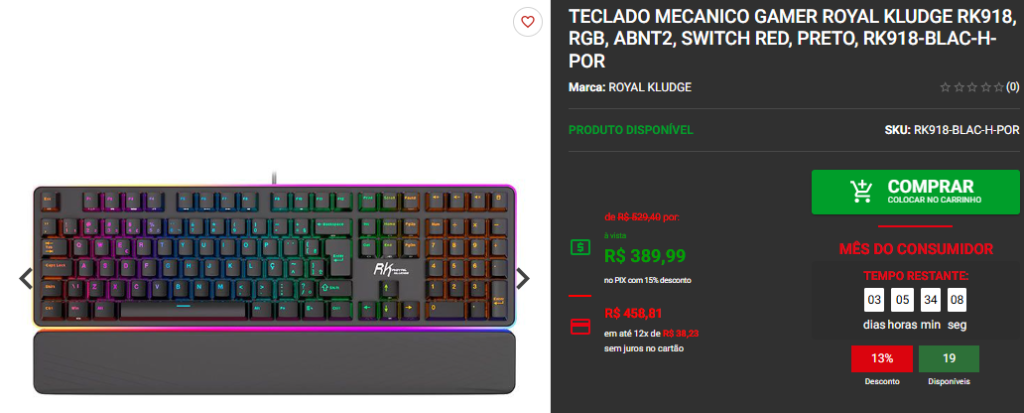 Teclado Gamer: Conheça 3 opções em promoção no site da Pichau Captura de tela 2025 03 25 104256