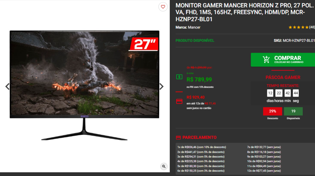 Páscoa Gamer: 3 Promoções Perfeitas de Monitor Gamer 3 Páscoa Gamer: 3 Promoções Perfeitas de Monitor Gamer Captura de tela 2025 04 08 181720
