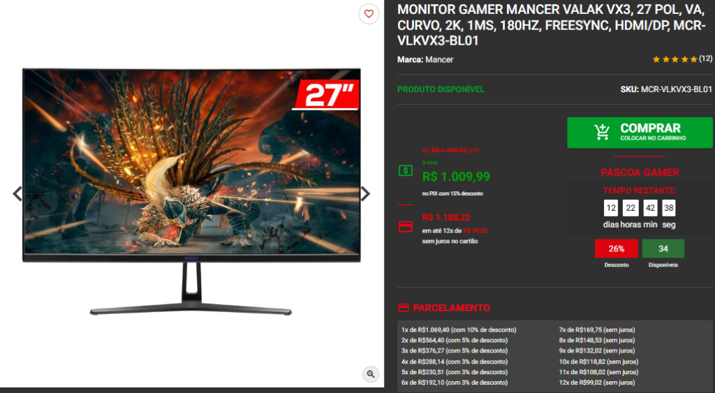Páscoa Gamer: 3 Promoções Perfeitas de Monitor Gamer 4 Páscoa Gamer: 3 Promoções Perfeitas de Monitor Gamer Captura de tela 2025 04 08 181726