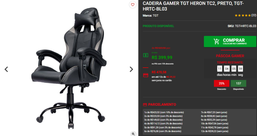 Páscoa Gamer: 3 opções de Cadeiras Gamer em Promoção na Pichau 2 Páscoa Gamer: 3 opções de Cadeiras Gamer em Promoção na Pichau Captura de tela 2025 04 10 125406