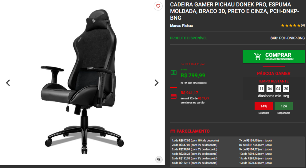 Páscoa Gamer: 3 opções de Cadeiras Gamer em Promoção na Pichau 3 Páscoa Gamer: 3 opções de Cadeiras Gamer em Promoção na Pichau Captura de tela 2025 04 10 125544